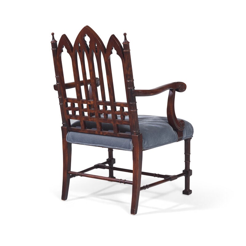 A Gothic Revival Style Carved Oak Armchair - 2