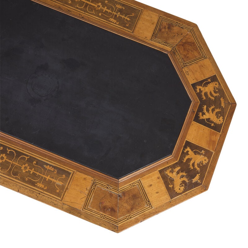 A Renaissance Revival Marquetry Inlaid and Slate-Inset Octagonal Occasional Table - 2