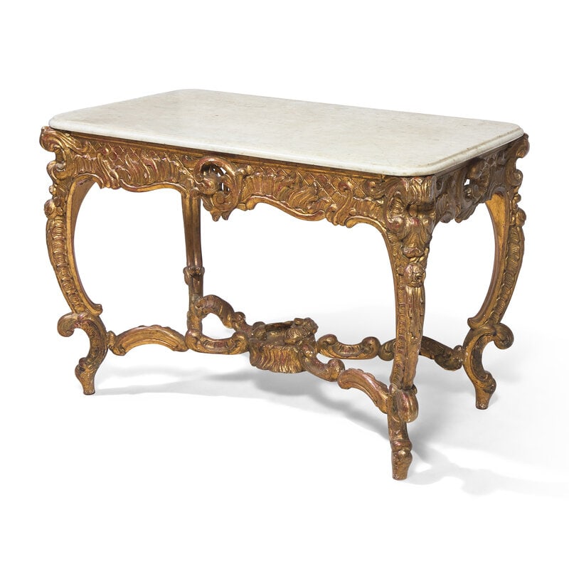 A Baroque Giltwood and Marble-Top Console Table - 2