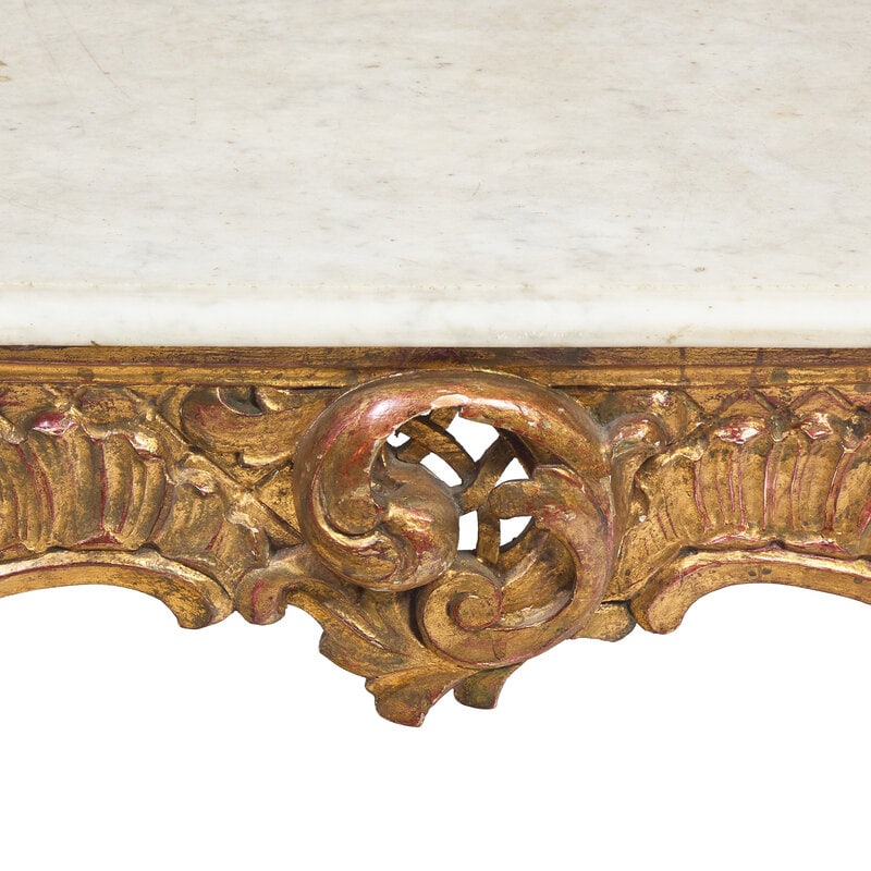 A Baroque Giltwood and Marble-Top Console Table - 3