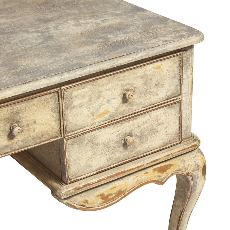 A Provincial Louis XV Style Paint-Decorated Knee-Hole Desk - 2