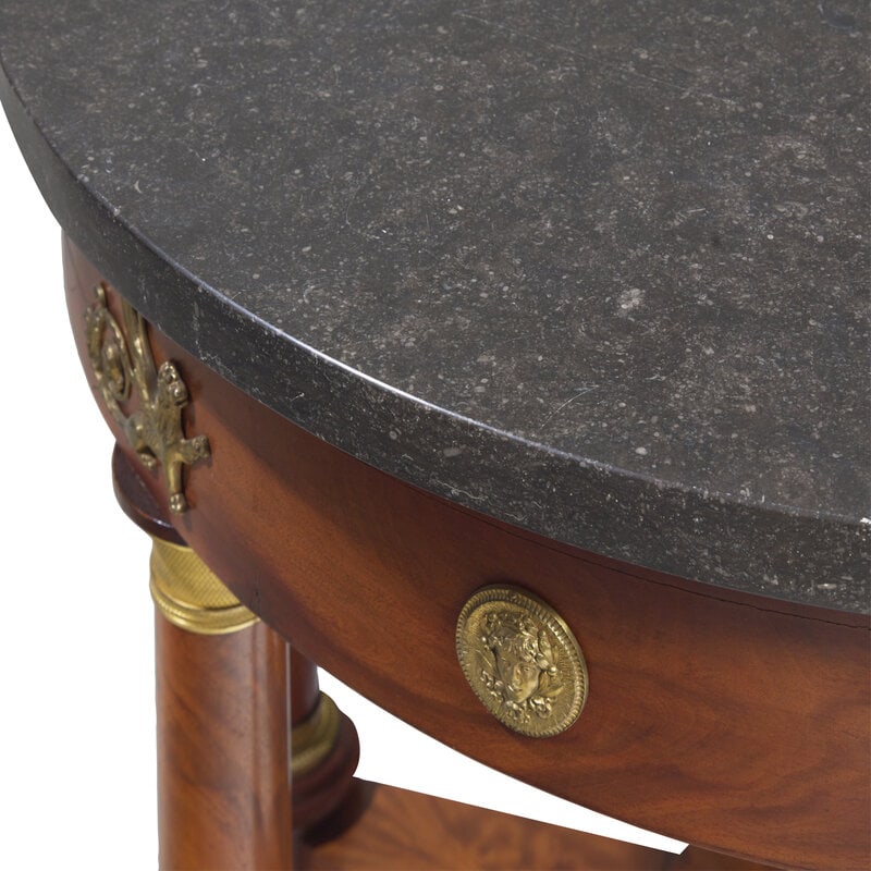An Empire Flame Mahogany, Gilt-Metal Mounted and Marble-Top Center Table - 2