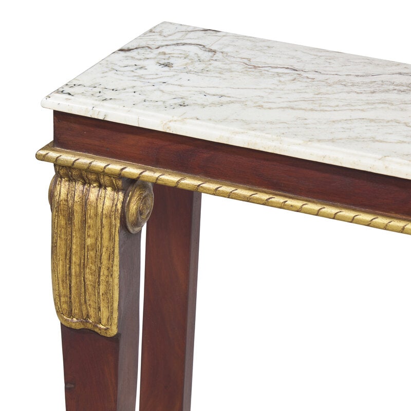 An English Mahogany, Parcel-Gilt and Marble-Top Console Table - 2