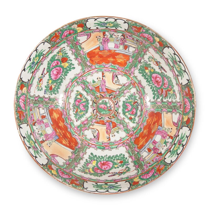 A Chinese Export Porcelain Rose Medallion Punch Bowl (1 of 5)
