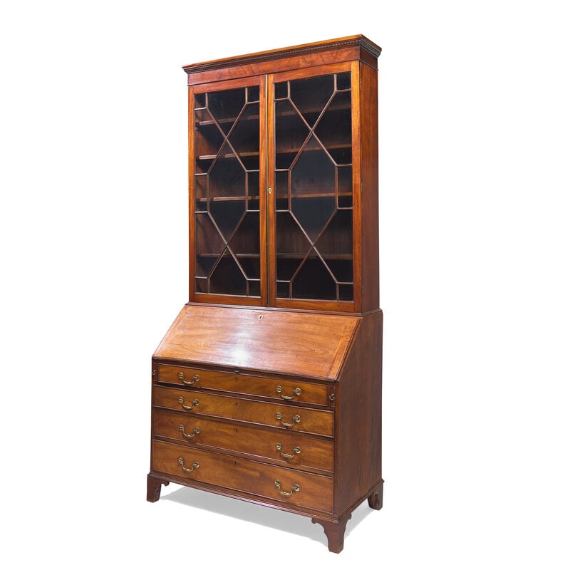 A George III Style Mahogany Slant-Front Secretary Bookcase - 3