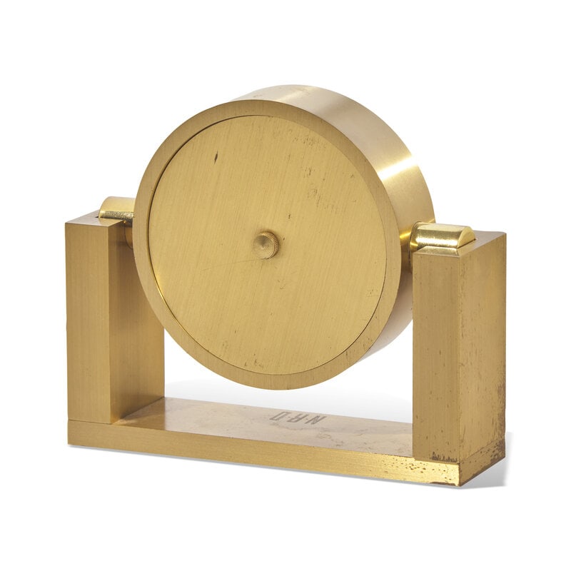 A Tiffany & Co. Brass 'Swing' Desk Clock Engraved 'NRD' - 2