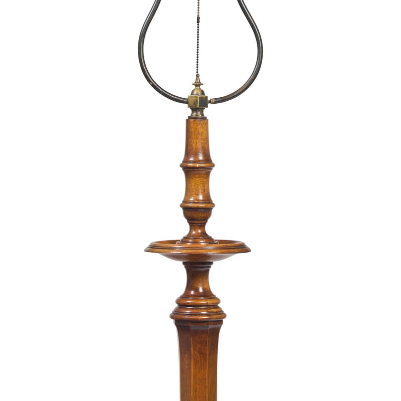 An Edwardian Style Mahogany Floor Lamp with Custom Shade - 2