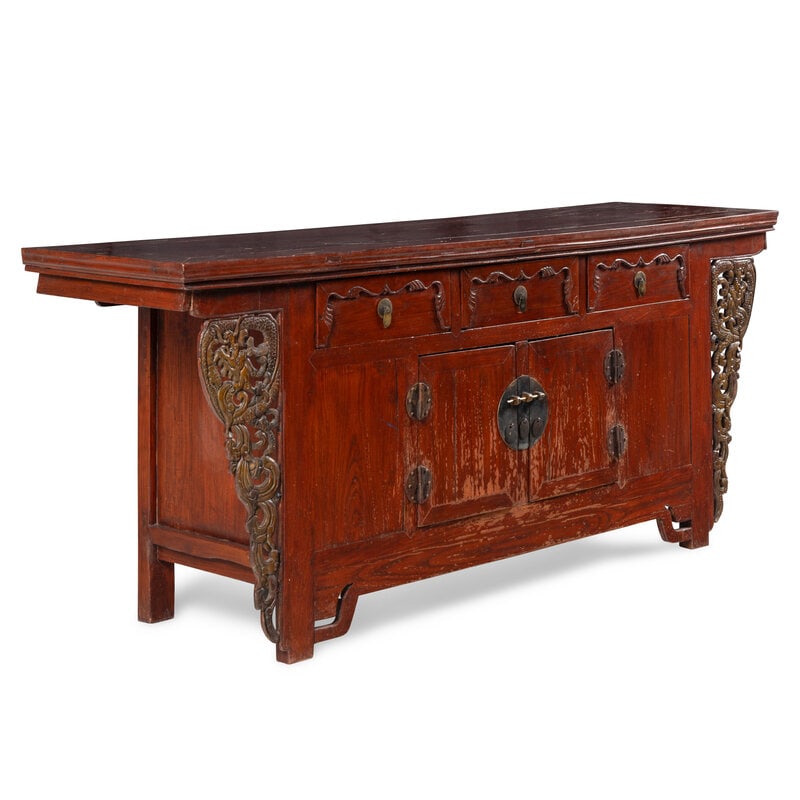 A Chinese Carved Hardwood Three-Drawer Altar Cabinet - 2