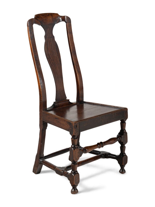 A Pair of Queen Anne Oak 'Solid Seat' Side Chairs - 2