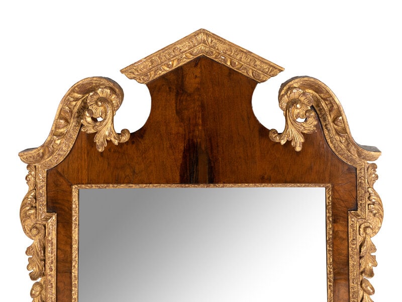 A George II Walnut and Parcel Gilt Mirror - 2