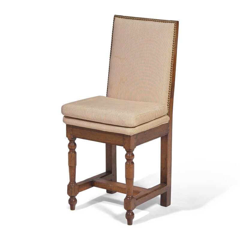 A French Baroque Carved Oak and Upholstered Backstool (1 of 2)