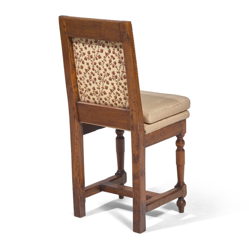 A French Baroque Carved Oak and Upholstered Backstool - 2