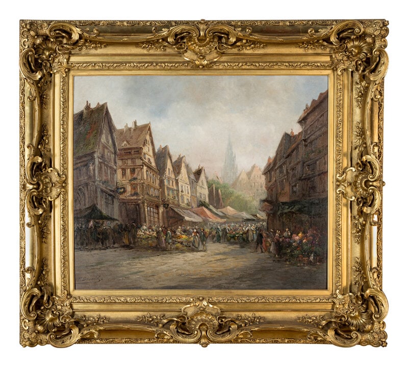 Paul Denarié (French, 1859-1942) Market Scene, Strasbourg (1 of 6)