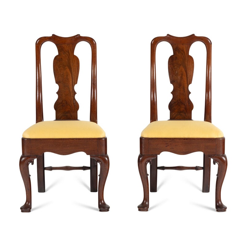 A Pair of Queen Anne Style Mahogany Side Chairs (1 of 2)