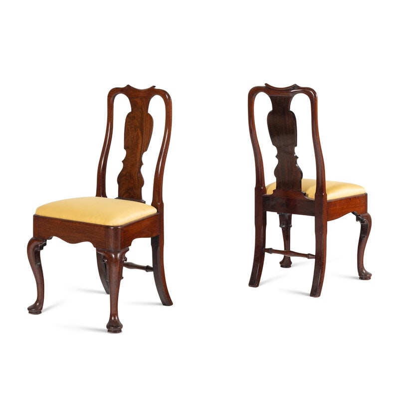 A Pair of Queen Anne Style Mahogany Side Chairs - 2