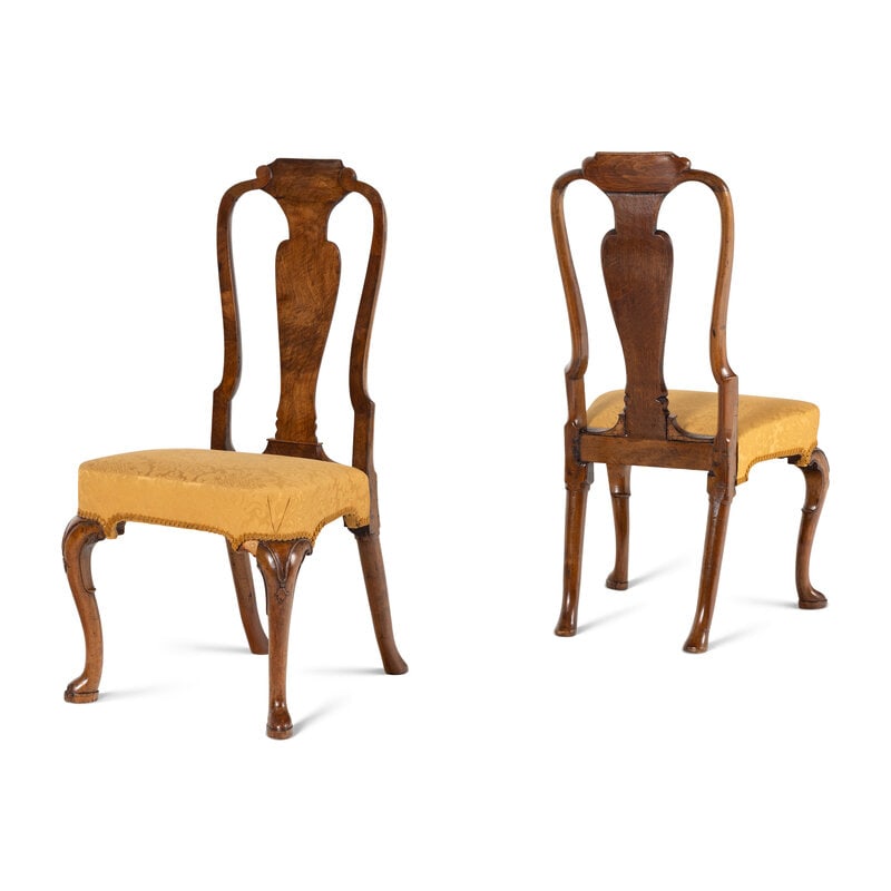 A Pair of George II Walnut Side Chairs - 2