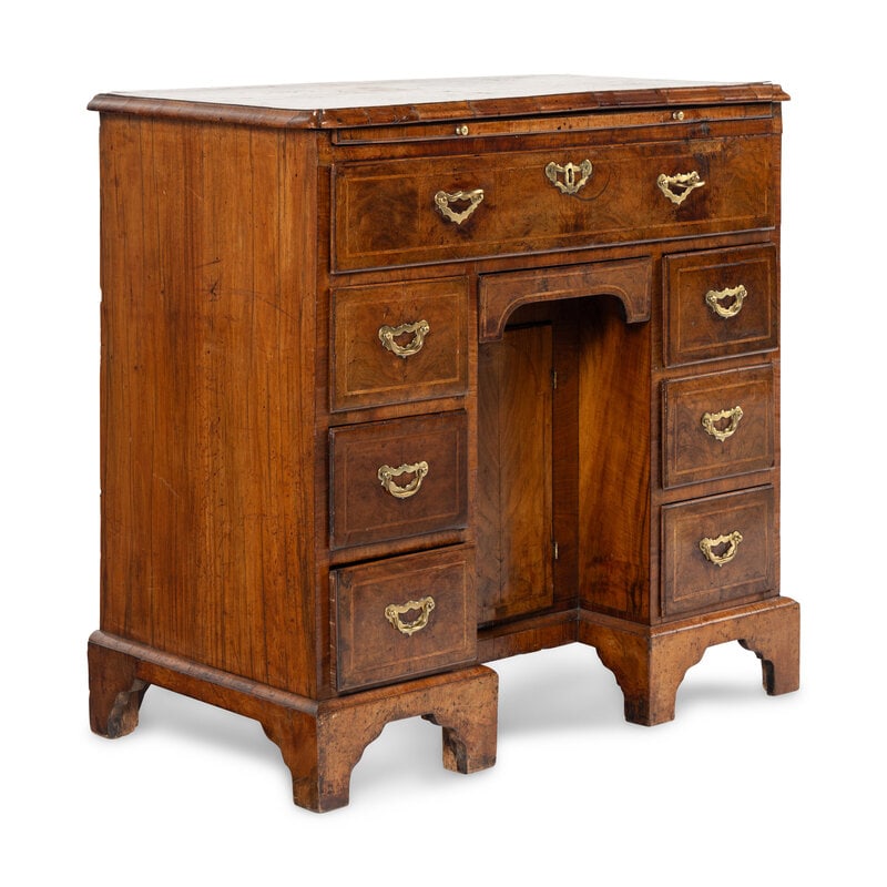 A George II Burl Walnut Kneehole Desk - 2