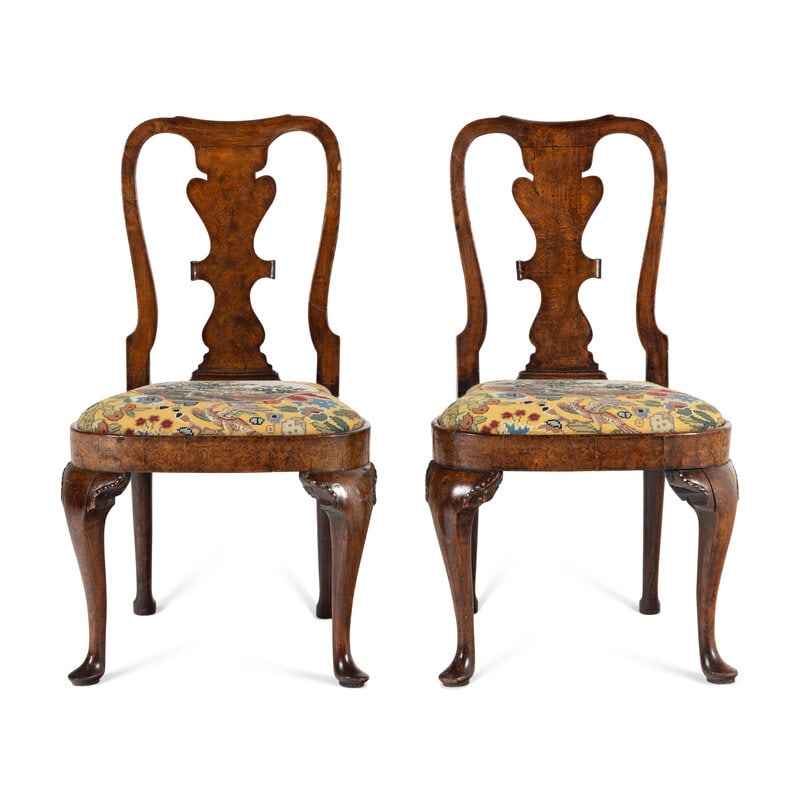 A Pair of George II Burl Walnut Side Chairs (1 of 3)