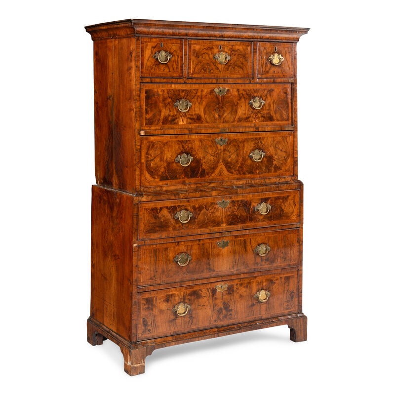 A George III Burl Walnut Chest on Chest - 2
