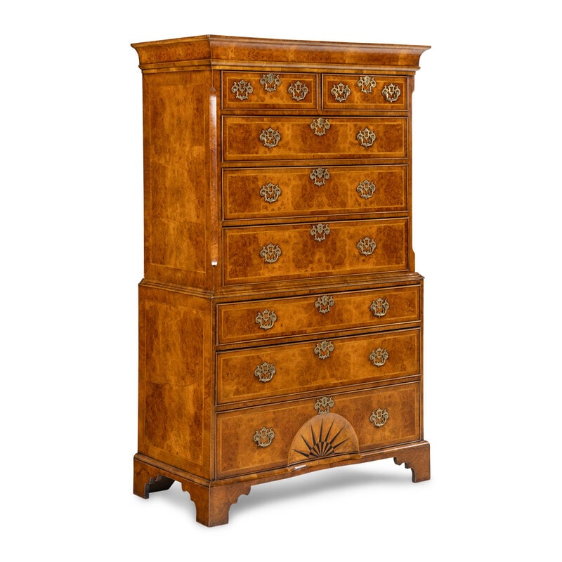 A George III Burl Walnut Chest-on-Chest - 2