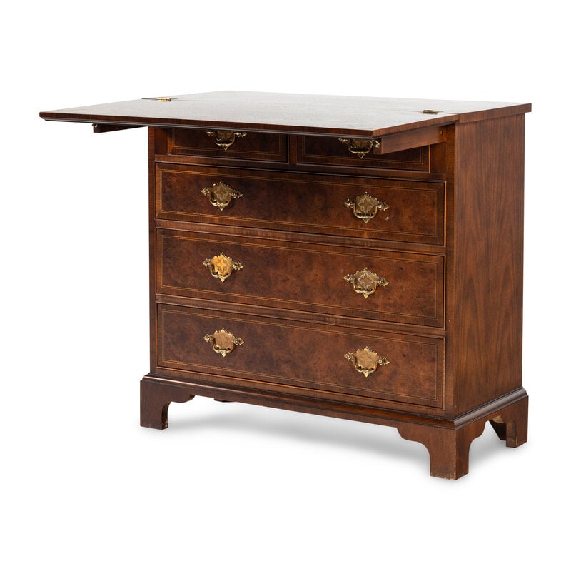 A Baker George III Style Walnut and Mahogany Bachelor's Chest - 2