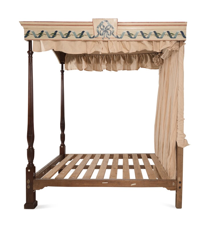 A George III Mahogany and Polychrome Decorated Tester Bed - 3