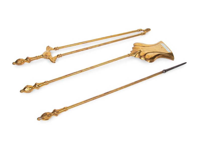 A Set of English Brass Fireplace Tools - 2