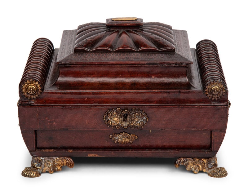 A Regency Gilt-Metal Mounted Leather Sewing Casket (1 of 2)
