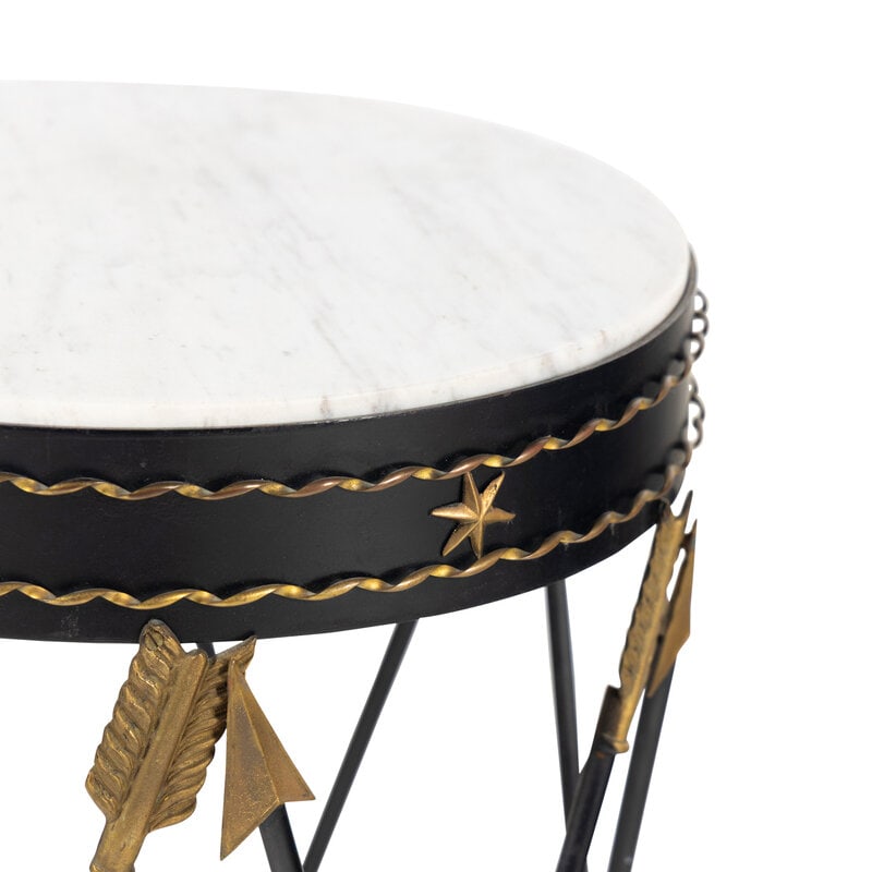 A Empire Style Black Painted, Parcel-Gilt, and Marble-Top Occasional Table  - 2