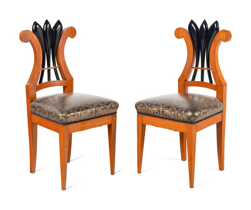 Four Biedermeier Part Ebonized Side Chairs - 2