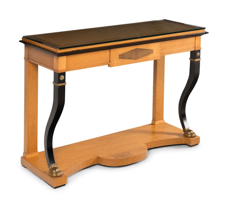 An Empire Style Parcel-Gilt and Ebonized Maple Console Table - 2
