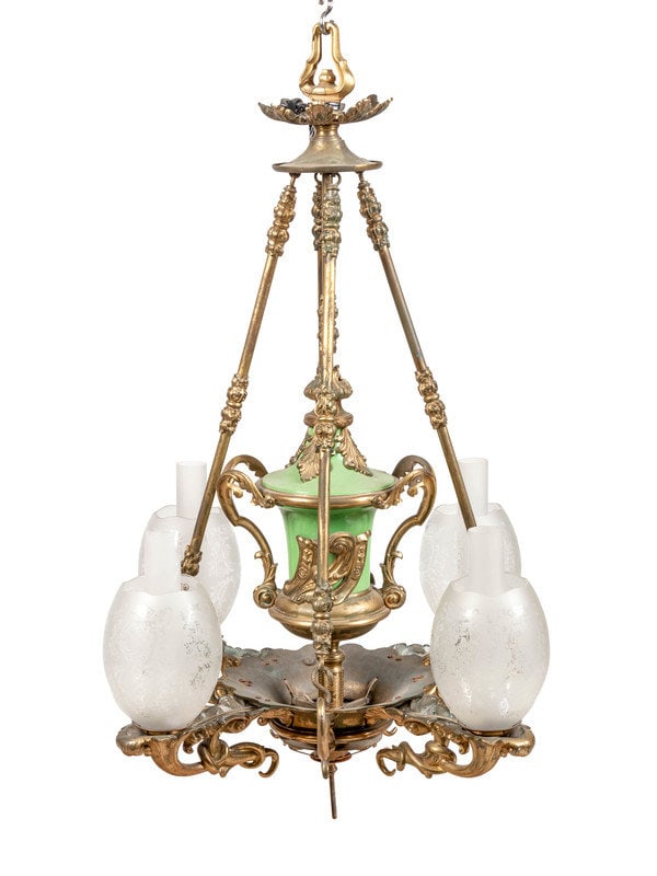A Continental Gilt Bronze and Glass Chandelier (1 of 4)