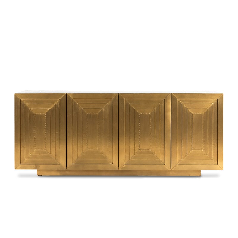 A Contemporary Aged Brass-Clad Console Cabinet - 2