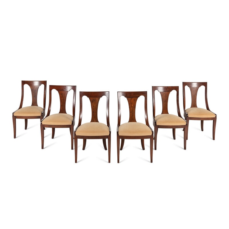 A Set of Six Kindel Metropolitan Empire Side Chairs: A Set of Six Kindel Metropolitan Empire Side Chairs Height 38 inches. This lot is located in Chicago. 