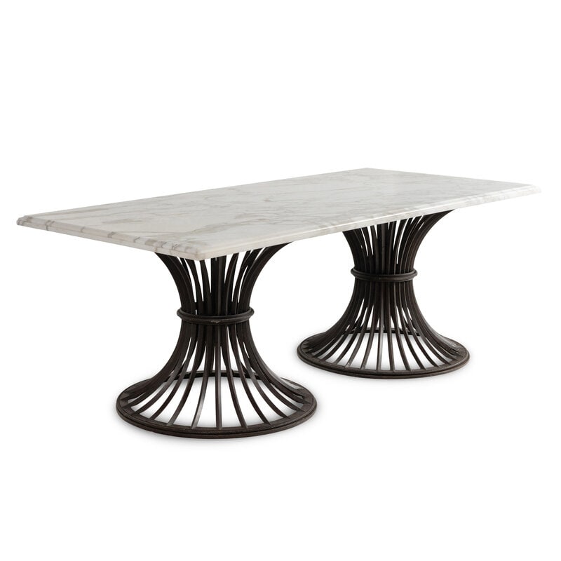 A Contemporary Iron and Carrara Marble Dining Table - 2