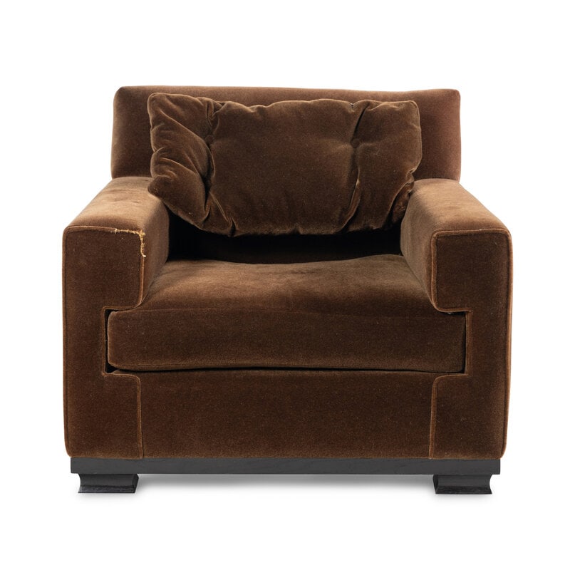 A Velvet Upholstered Club Chair (1 of 2)