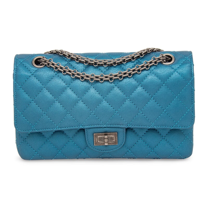 CHANEL, METALLIC BLUE 2.55 REISSUE FLAP BAG (1 of 5)