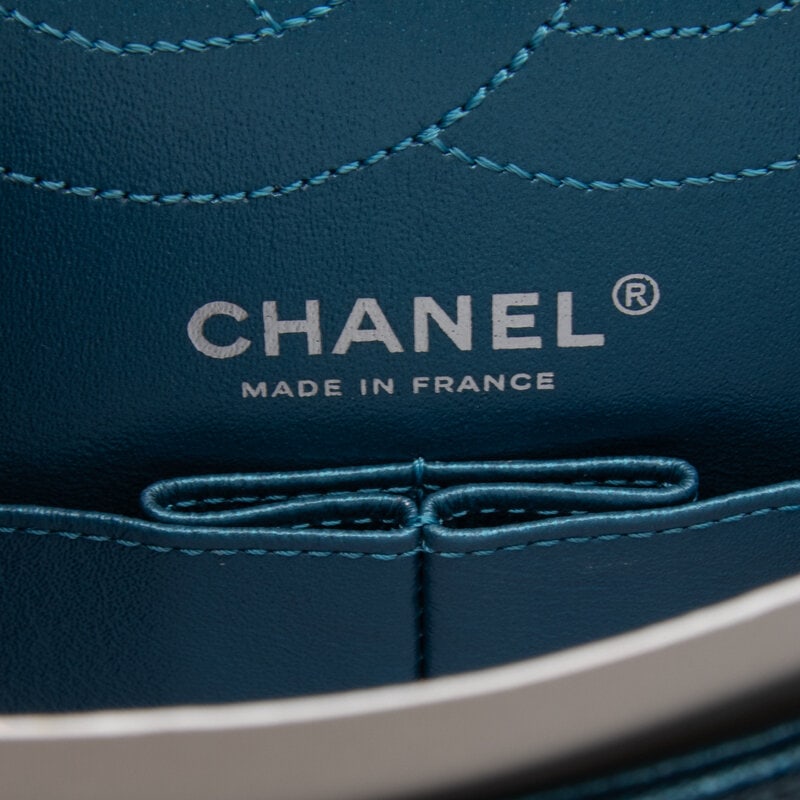 CHANEL, METALLIC BLUE 2.55 REISSUE FLAP BAG - 5
