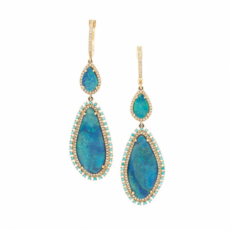 BLACK OPAL DOUBLET AND DIAMOND EARRINGS (1 of 2)