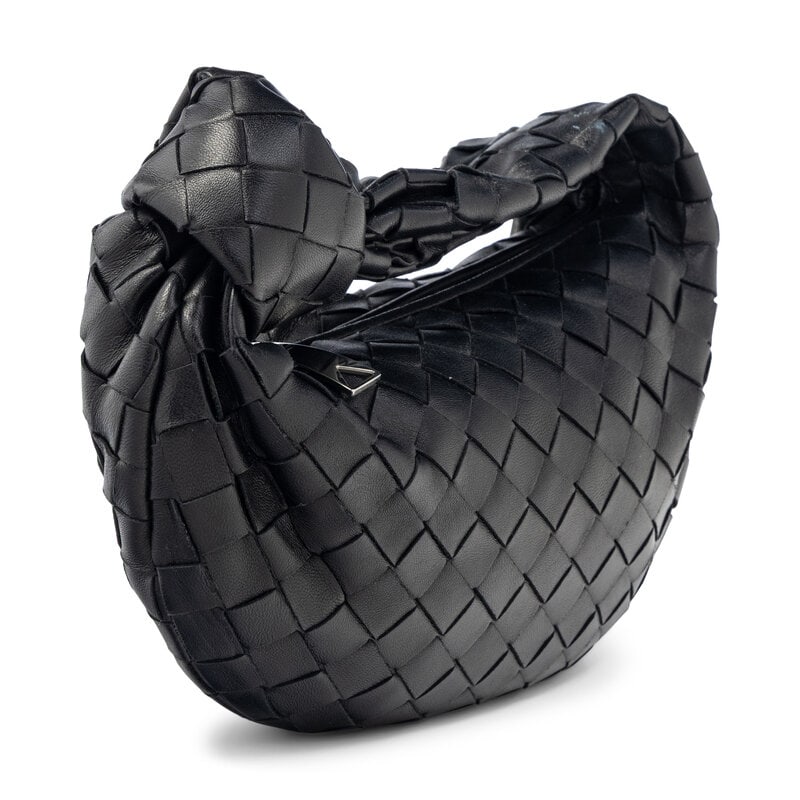 BOTTEGA VENETA, MINI JODIE IN BLACK INTRECCIATO - 2