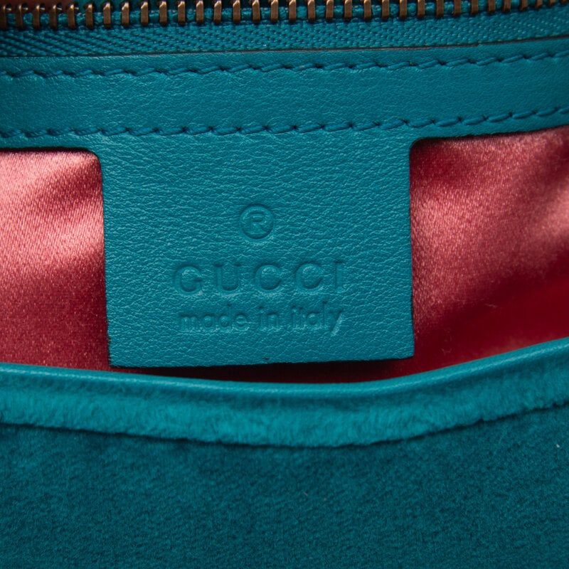 GUCCI, TEAL VELVET MARMONT BAG - 4