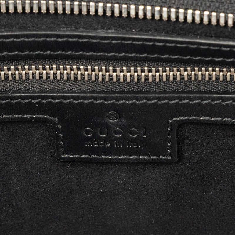 GUCCI, BLACK LEATHER GG TOTE - 4
