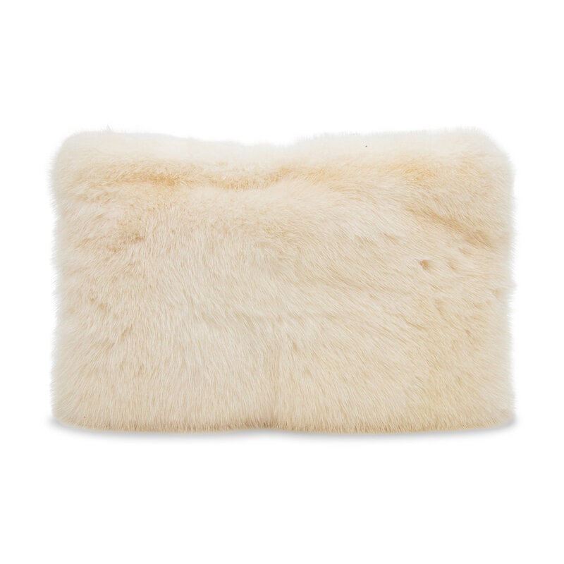 PRADA, WHITE MINK FUR CLUTCH: PRADA, WHITE MINK FUR CLUTCH Clutch in white mink fur with a zipper closure. Label: Prada Style/Serial No.: Unmarked Date: 2010's-2020's Country of Origin: Italy Approximate Measurements:
