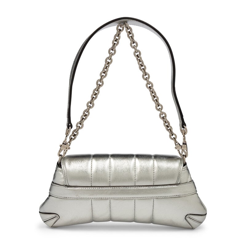 GUCCI, SILVER LEATHER HORSEBIT BAG - 3