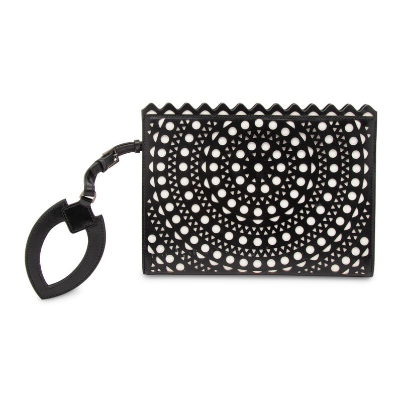 ALAÏA, LASER-CUT LEATHER CLUTCH - 5