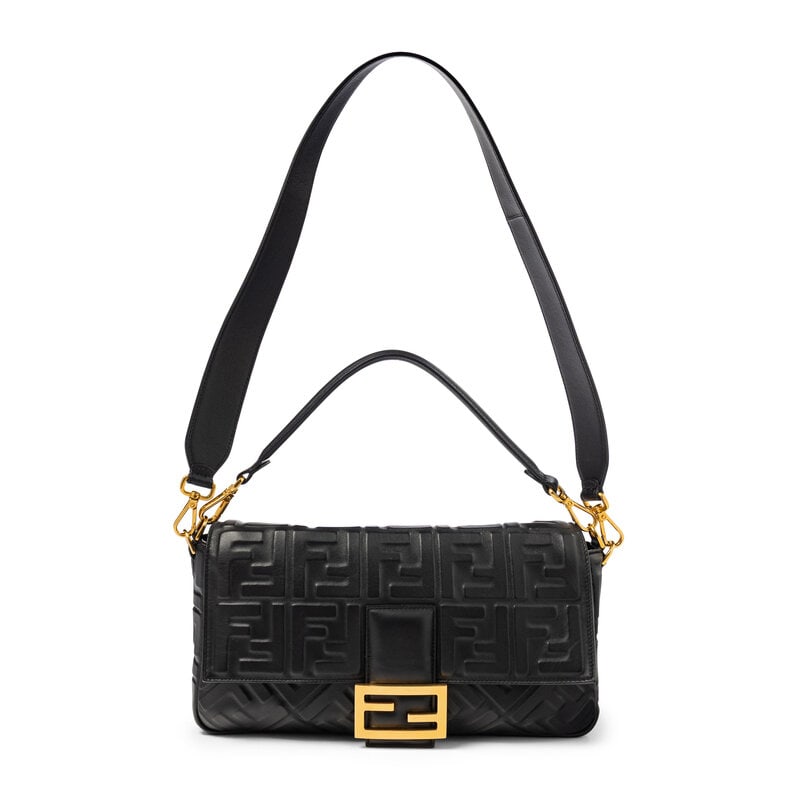 FENDI, LARGE BAGUETTE IN MONOGRAM EMBOSSED LEATHER - 2