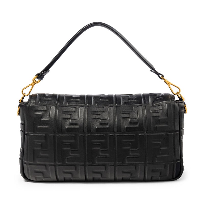 FENDI, LARGE BAGUETTE IN MONOGRAM EMBOSSED LEATHER - 4