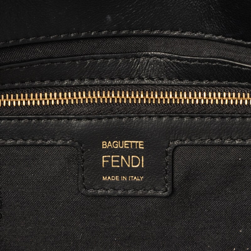 FENDI, LARGE BAGUETTE IN MONOGRAM EMBOSSED LEATHER - 5