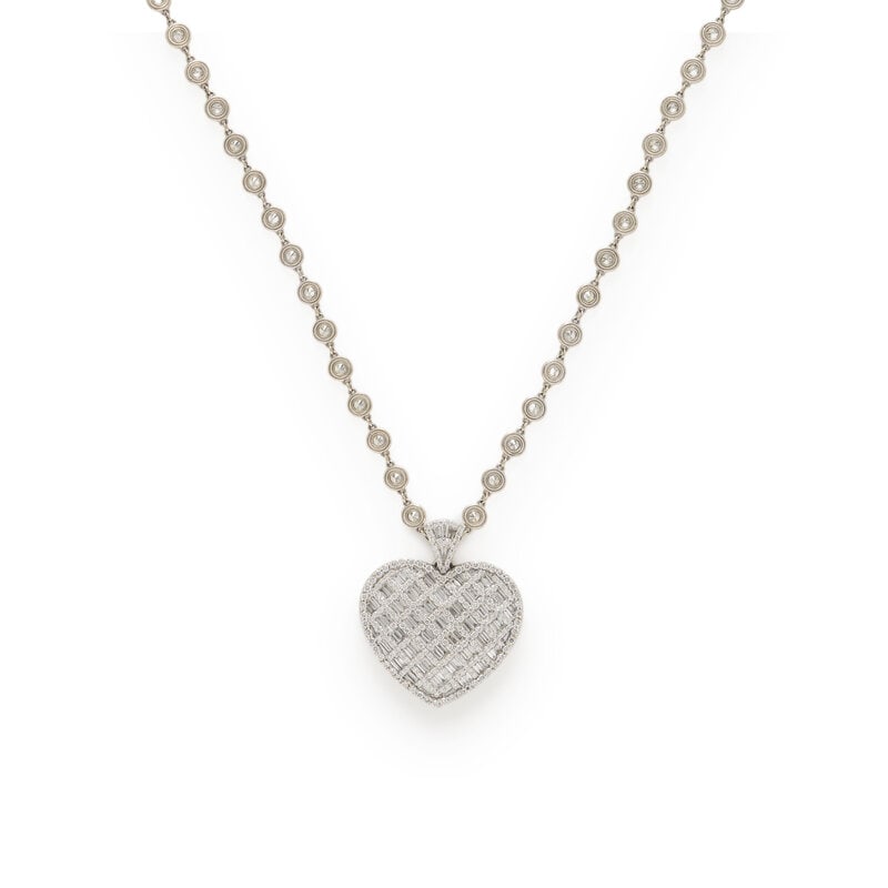 DIAMOND HEART PENDANT NECKLACE - 3