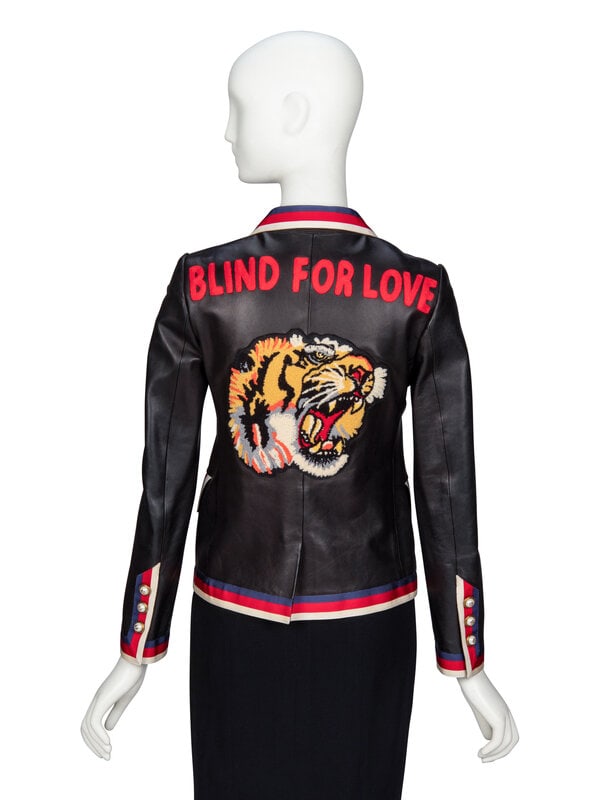 GUCCI, EMBELLISHED LEATHER "BLIND FOR LOVE" BLAZER - 3